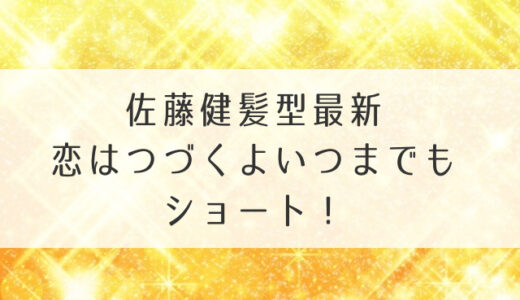 佐藤健髪型最新恋はつづくよどこまでもはショート！オーダー方法や画像ご紹介！