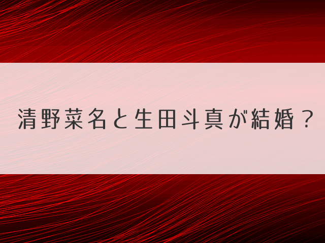 清野菜名と生田斗真が結婚？